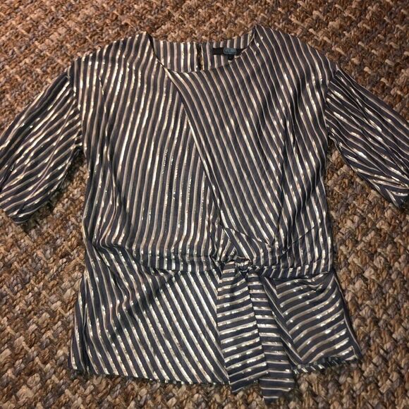Eva Franco Marin Short Sleeve Striped Blouse - Sz 0 - Picture 12 of 15